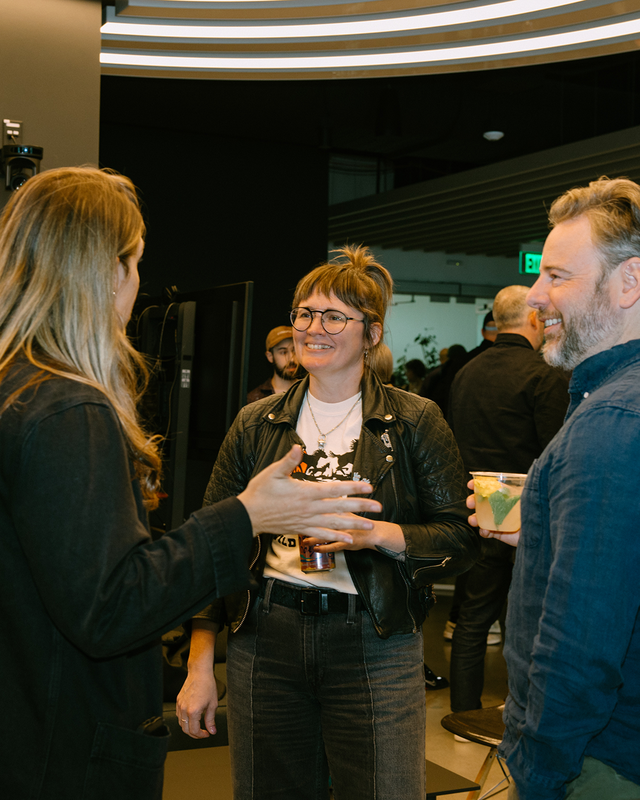 People talking during a team gathering